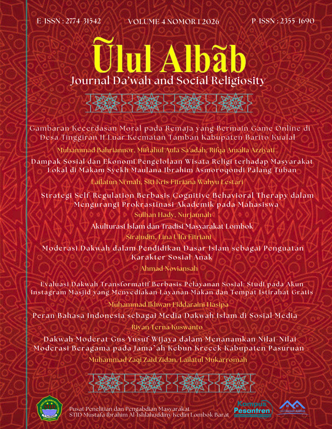 					View Vol. 4 No. 1 (2026): Ulul Albab: Journal Da`wah and Social Religiosity
				